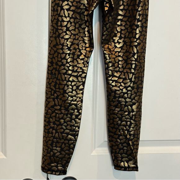 IVL Collective Black Gold Foil Leopard High Rise Leggings 2 - Picture 6 of 7